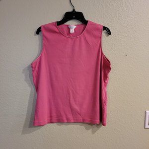 Sleeveless Crew Neck Satin Trim Tank